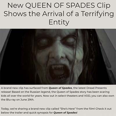 New QUEEN OF SPADES Clip Shows the Arrival of a Terrifying Entity